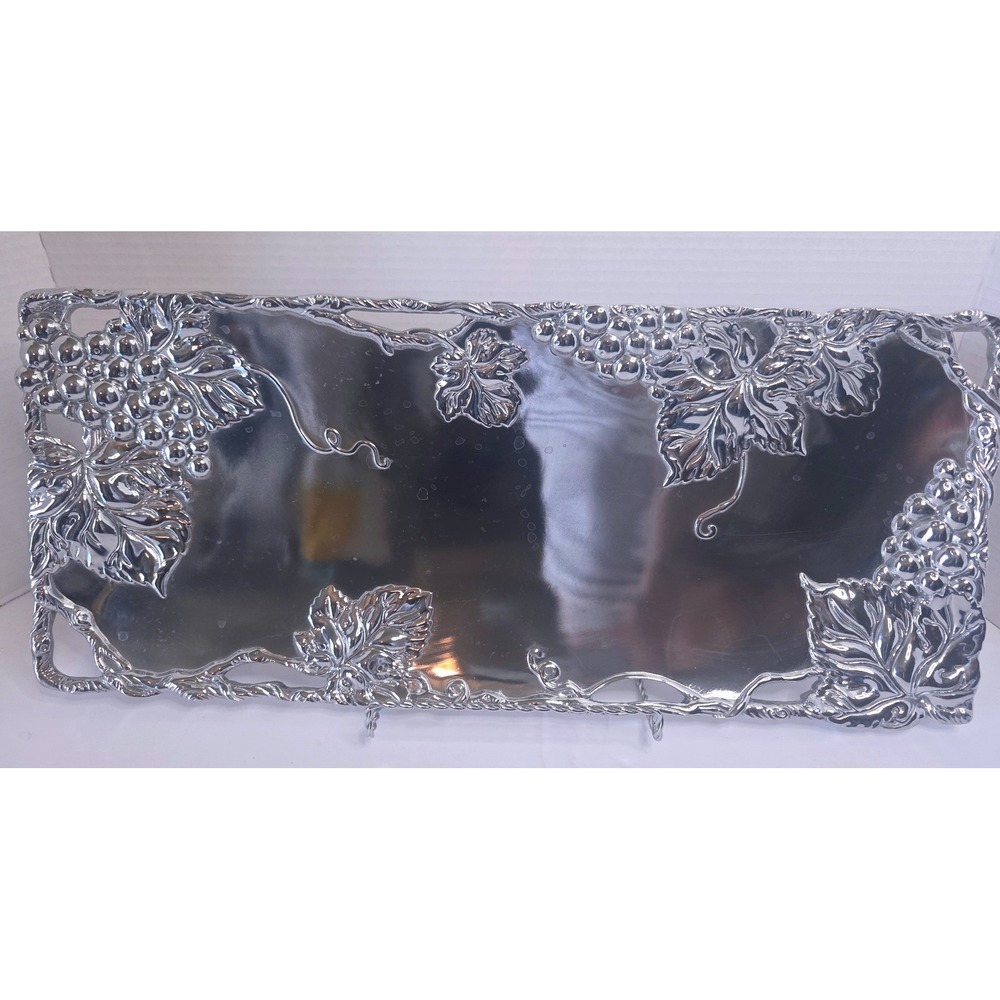 Arthur Court Grapevine Aluminum Serving Tray Rectangular Platter 18.5 Inch 2002